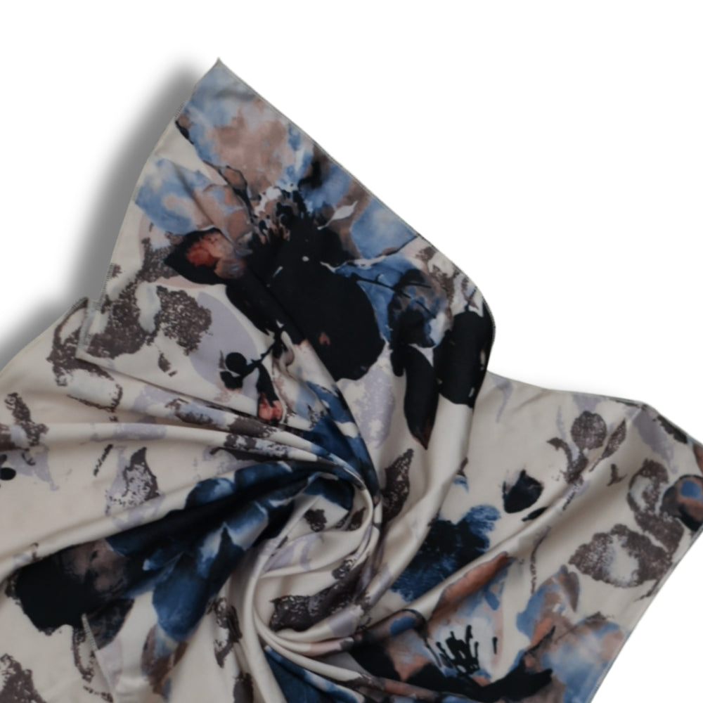 Floral Desenli Saten Fular