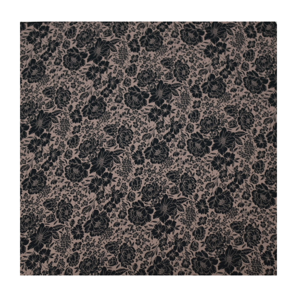 Çiçek Desenli Koyu Kahve Fular