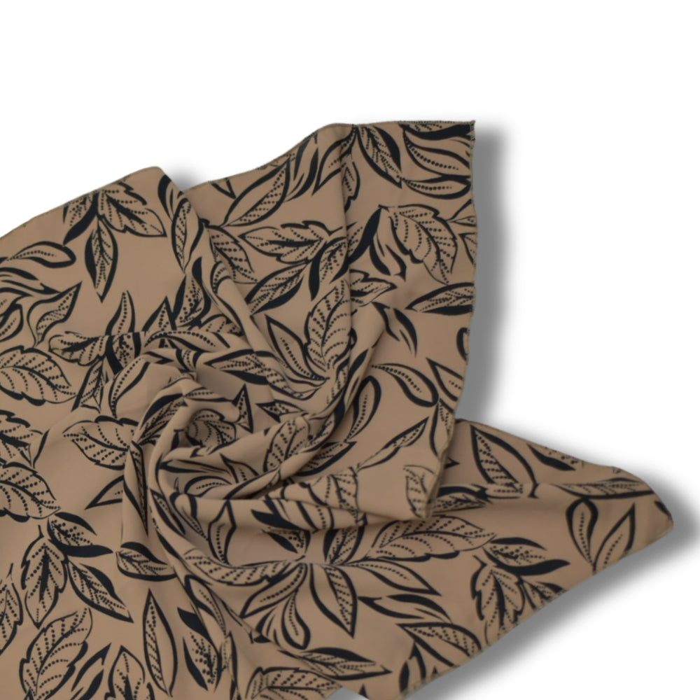 Yaprak Desenli Kahve Fular