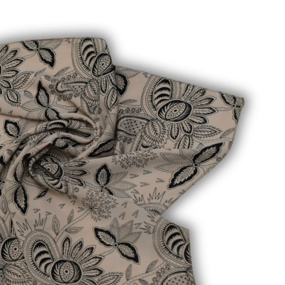 Yaprak Desenli Kahve Fular