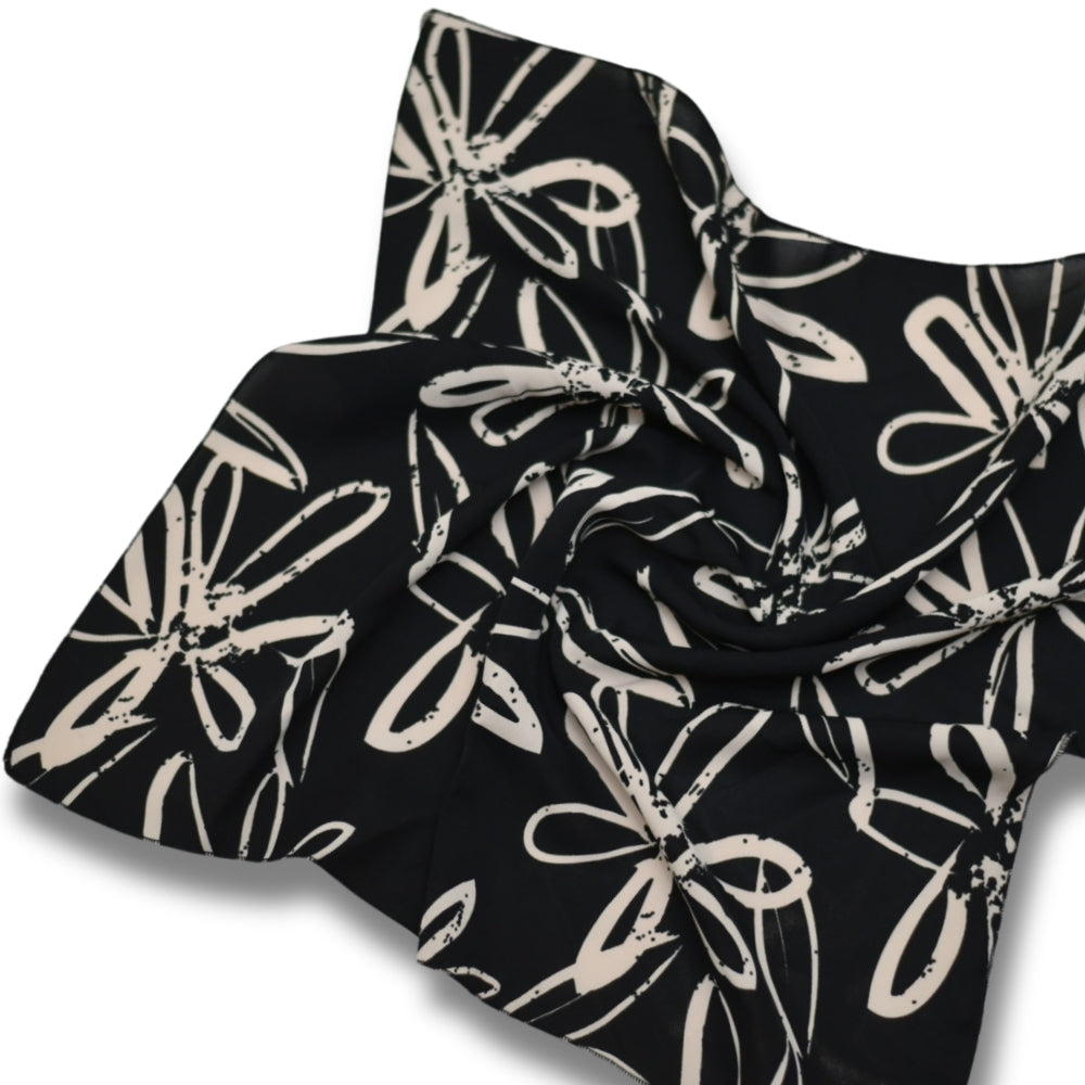 Yaprak Desen Siyah Fular