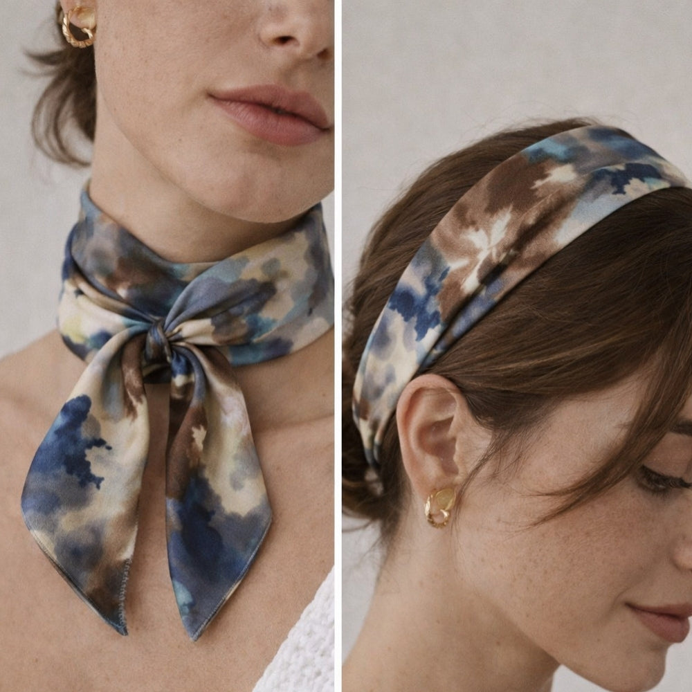 Floral Desenli Geçişli Fular