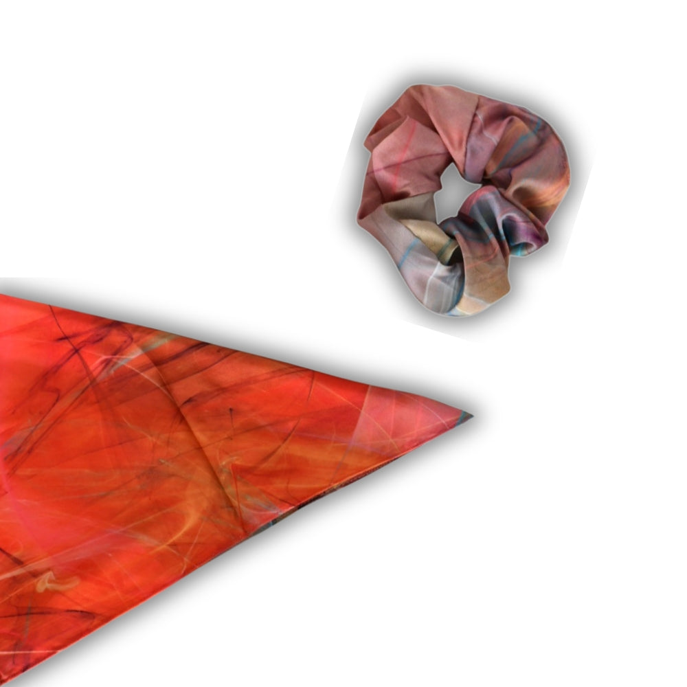 Kırmızı Geçişli Saten Fular