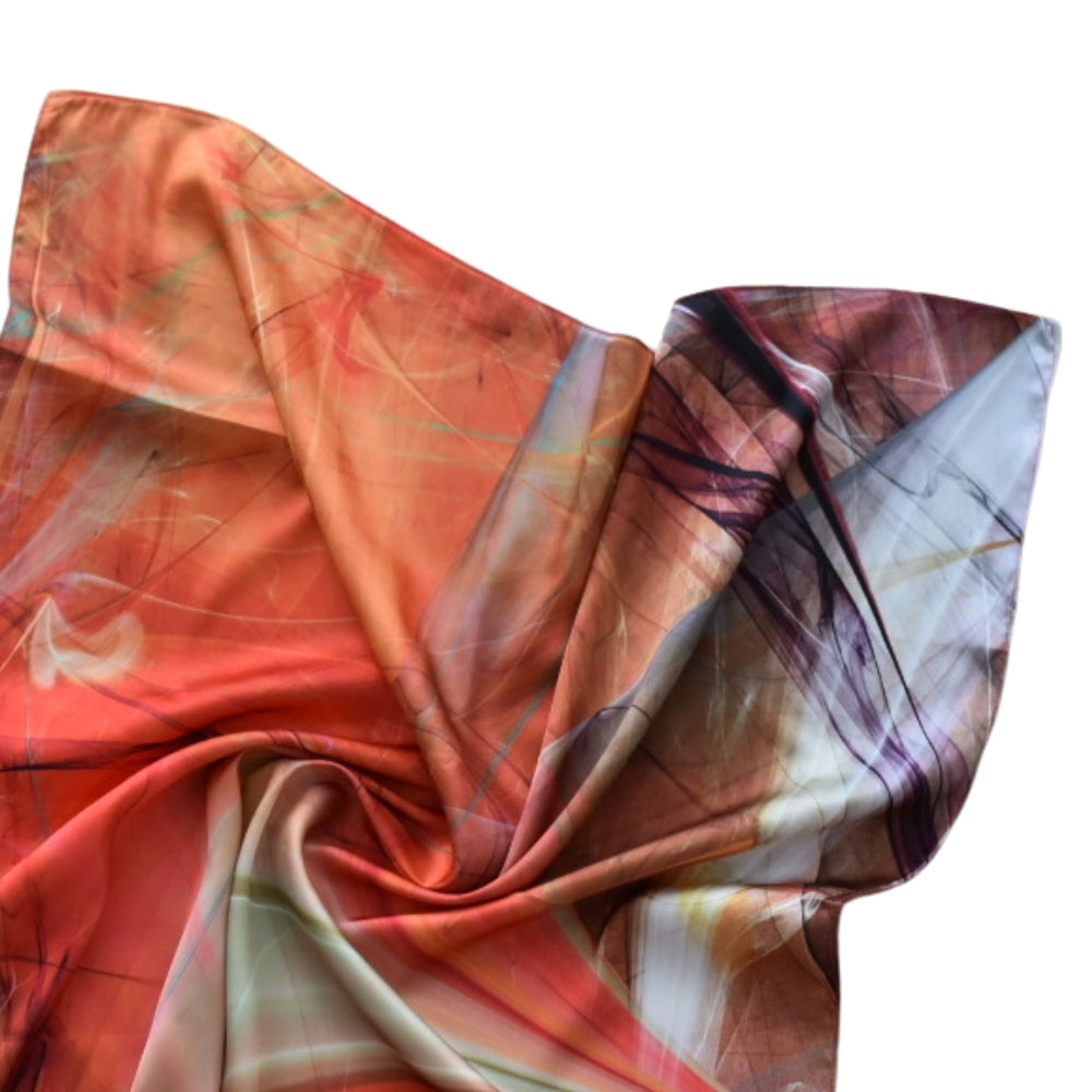 Kırmızı Geçişli Saten Fular